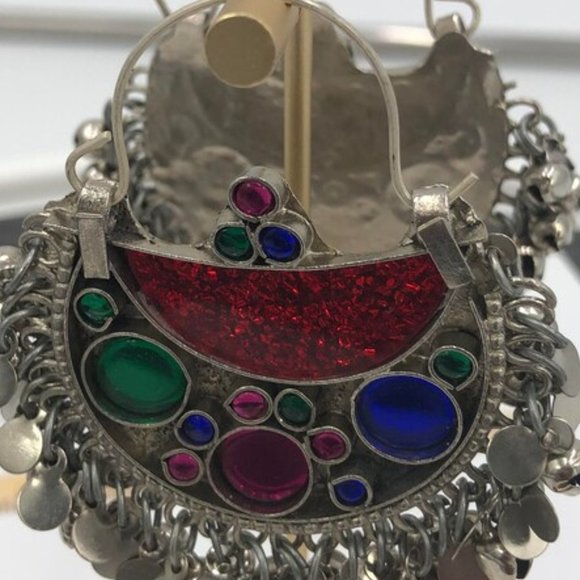 Afghan Kuchi Chandbali Earrings: Tribal Boho Jewelry - Picture 4 of 5